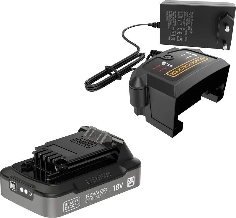 BDL2018S1B-QW Batterie pour outil et chargeur 18 V 2 Ah Li-Ion de Black+Decker – image du produit