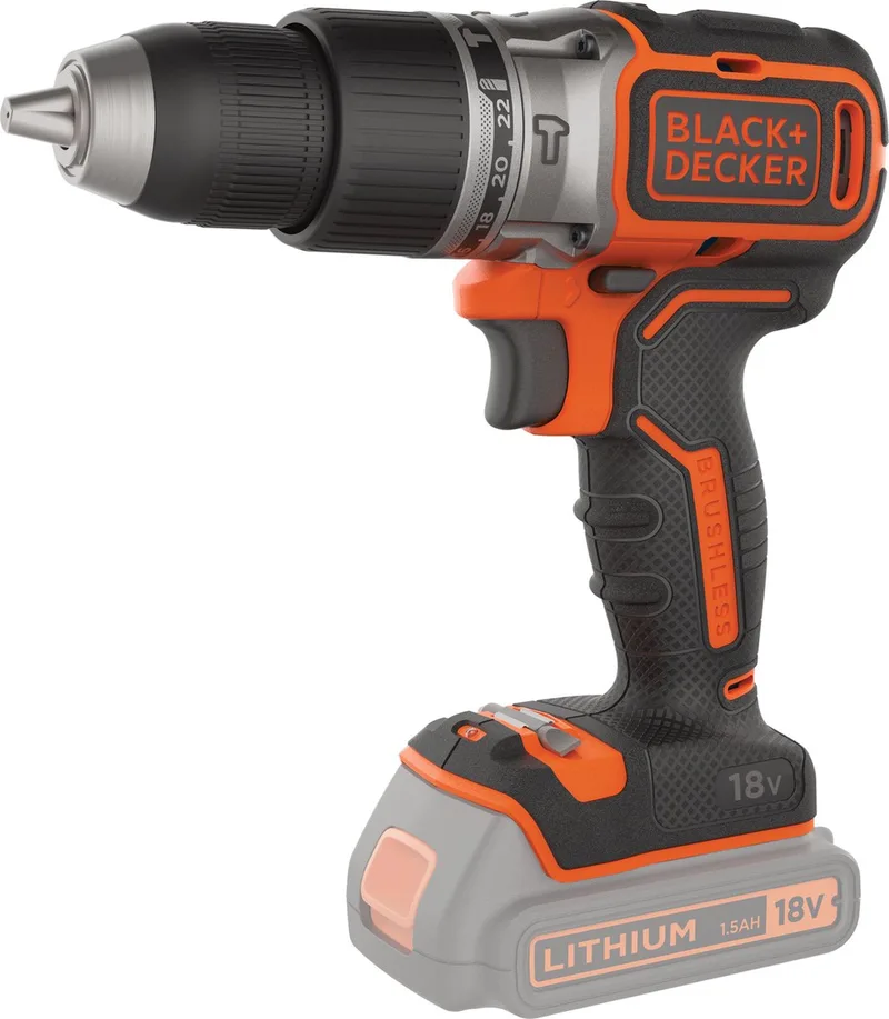 BL188N-XJ schroefklopboormachine - 18V - 2 snelheden - zonder accu en lader van Black+Decker – productafbeelding