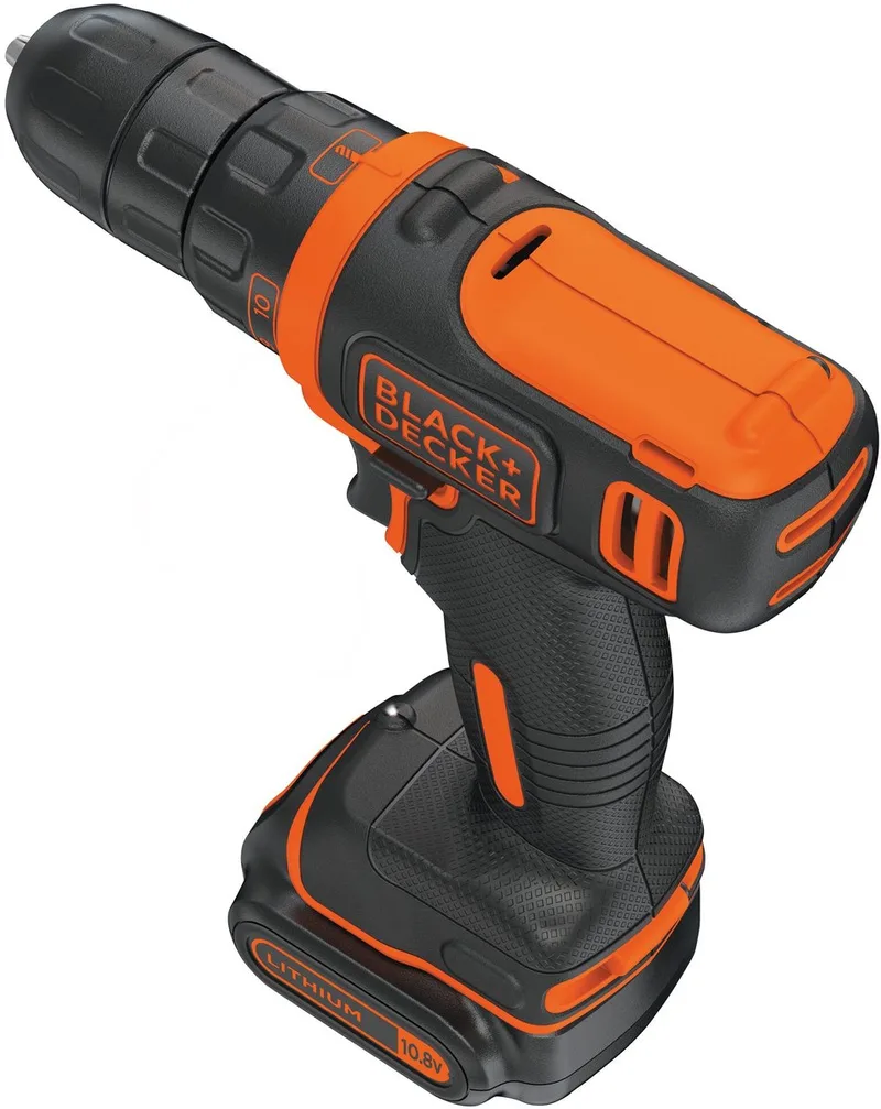 BLACK+DECKER 10,8V Lithium Ion accu schroef-/boormachine met 1,5Ah accu, 11 koppelinstellingen, LED verlichting, 200mA lader - BDCDD12-QW von Black+Decker – Produktbild