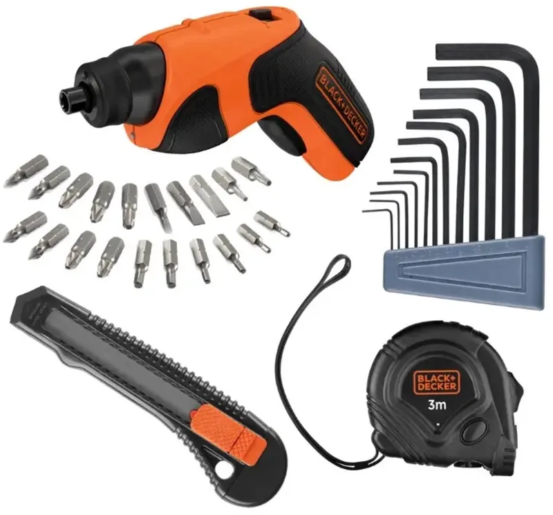 BLACK+DECKER - 3,6V ACCU-schroevendraaier, USB kabel, met accessoires CS3651LCA35-QW von Black+Decker – Produktbild