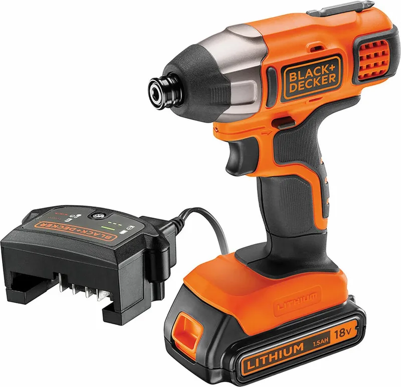 Gereedschap - 18V ACCU-slagmoersleutel met accessoires, 1x accu 2,0 Ah Li-Ion, lader BDCIM18D1A-QW de Black+Decker – image du produit