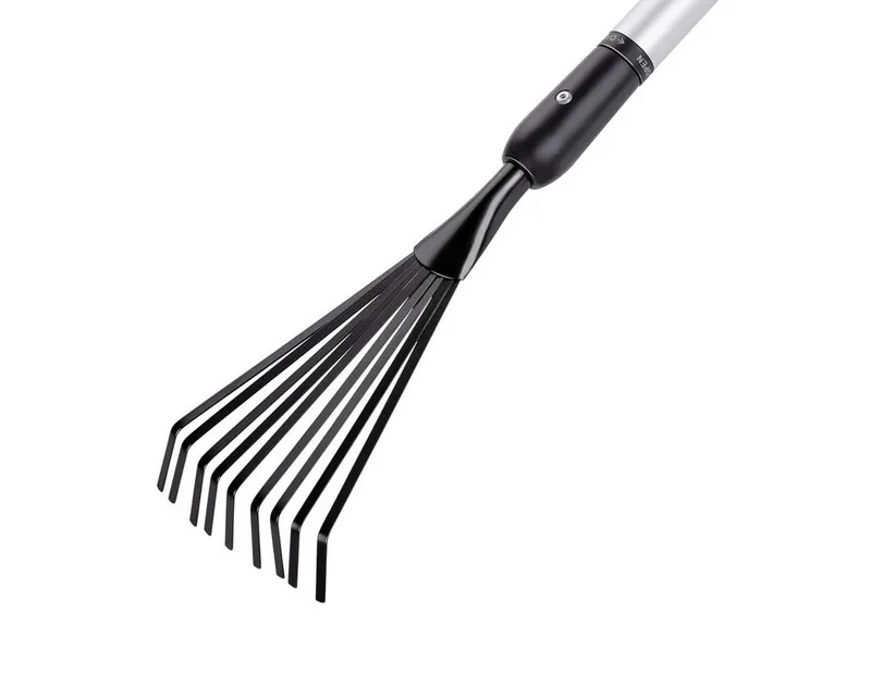 Hark - Telescopische Tuinhark - Uitschuifbare Steel van 78 tot 111 CM - Bladhark - Tuingereedschap Aluminium Steel en Koolstofstalen Kop - Roestvrij - Zilver/Zwart fra Black+Decker – produktbillede 3 af 5