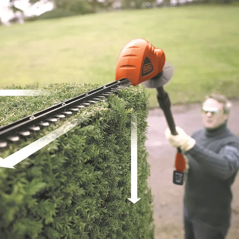 Lichtgewicht Lithium heggenschaar op steel. 18V. 2.0Ah. autonomie 100m2 - GTC1843L20-QW de Black+Decker – image du produit 3 sur 4