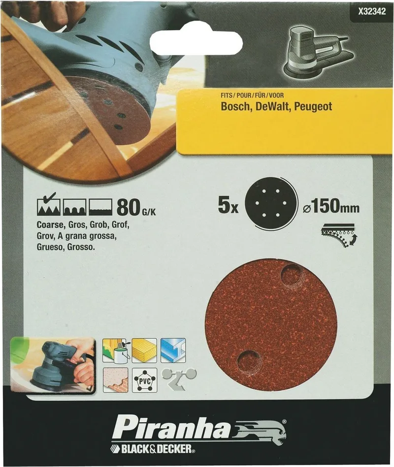 Piranha schuurschijf K80 150 5 stuks X32342-XJ by Black+Decker – product image