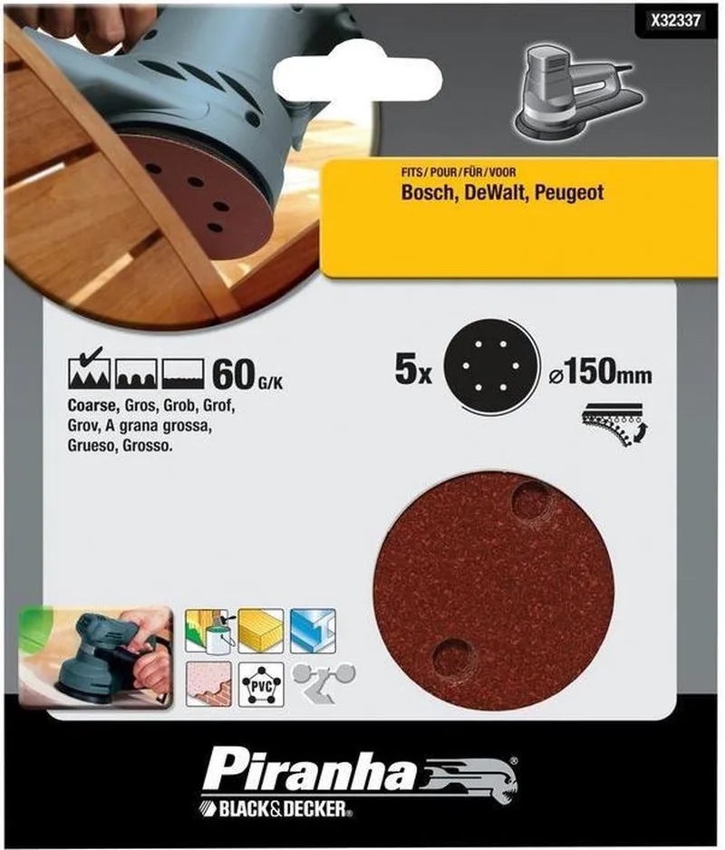 Piranha X32337 SCHUURSCHIJF 150MM 60GR 5 stuks by Black+Decker – product image