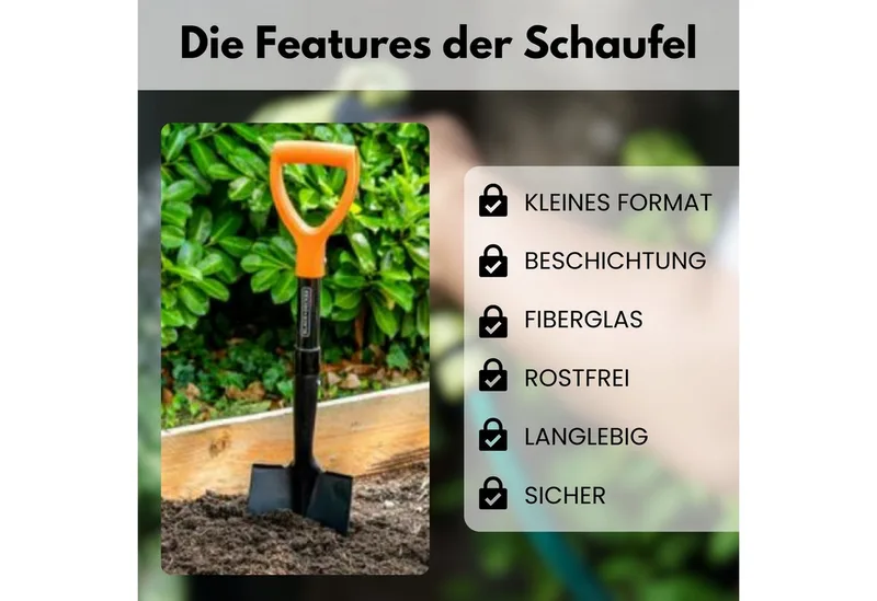 Schep - metaal - 65 cm - tuinschop / tuinieren / camping - kleine compacte schep by Black+Decker – product image 4 of 4