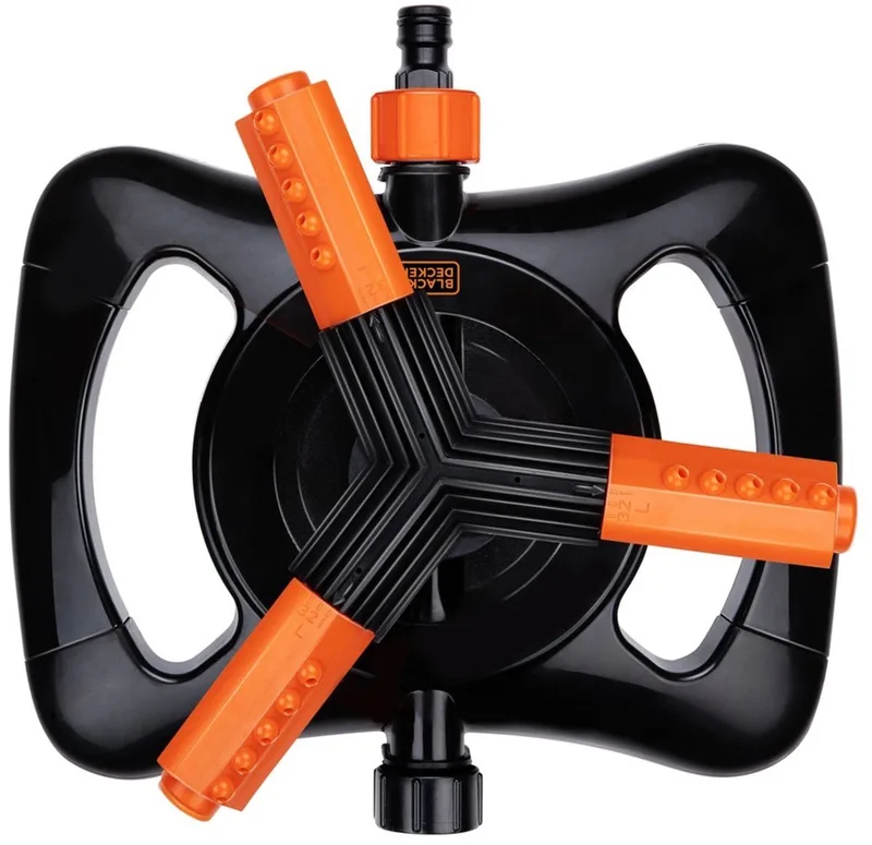 Zwenksproeier 3 Armen - 360º Bewatering - 25 x 24 x 8 CM - Tuinslangaansluiting - Zwart/Oranje by Black+Decker – product image