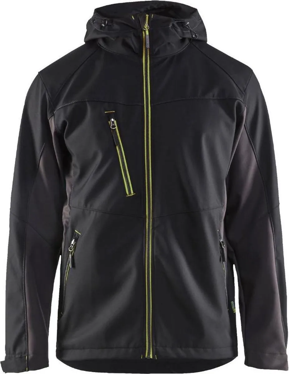 Arbeit-jas Softshell-jas 47532516 van Blåkläder, Zwart, High Vis Gelb – productafbeelding