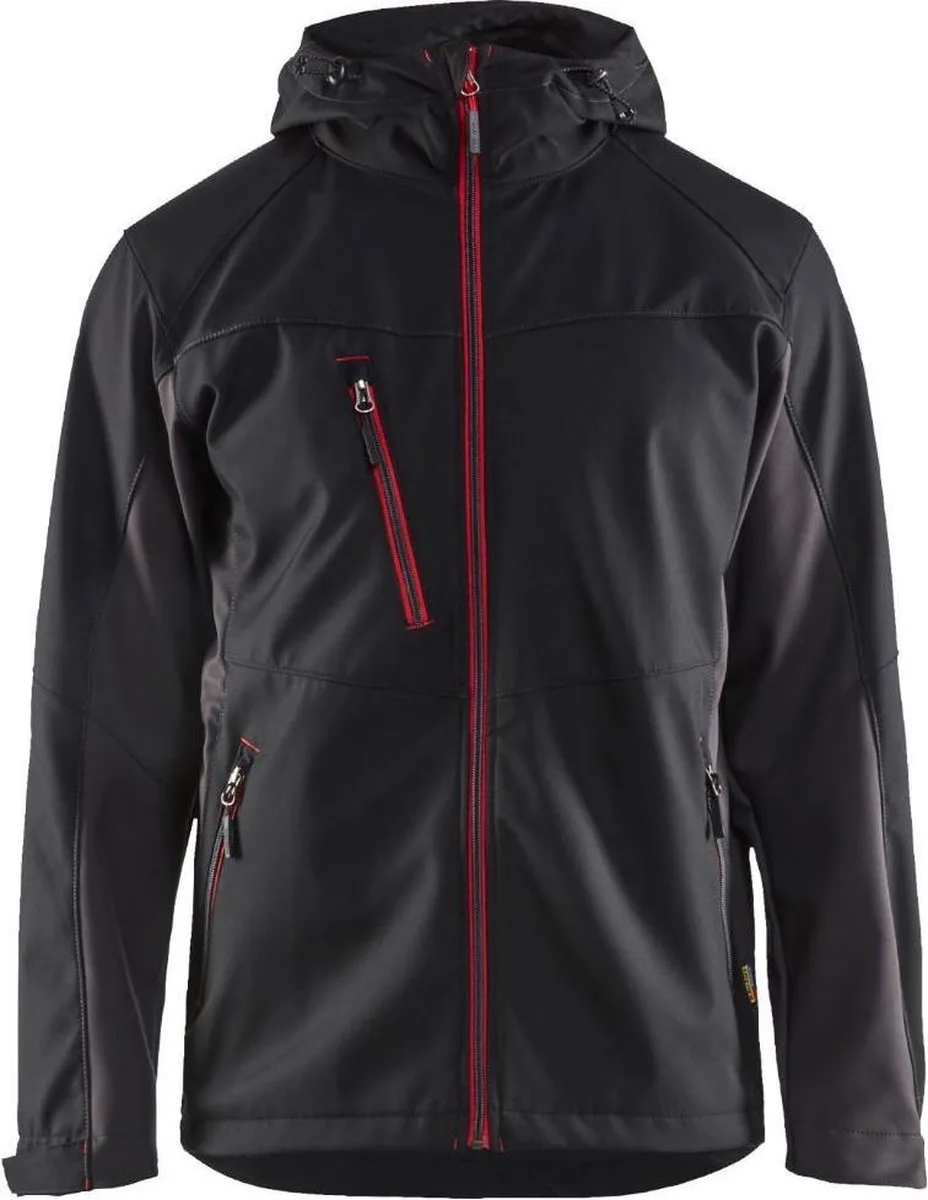 Arbeit-jas Softshell-jas 47532516 van Blåkläder, Zwart, Rood – productafbeelding