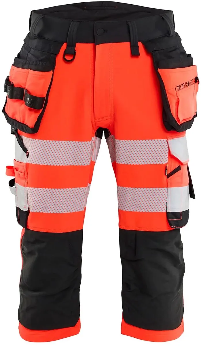 Arbeit-shorts, piratenbroek met hoge zichtbaarheid, 4-way stretch 11231648 fra Blåkläder, High Vis Rot, Sort – produktbillede
