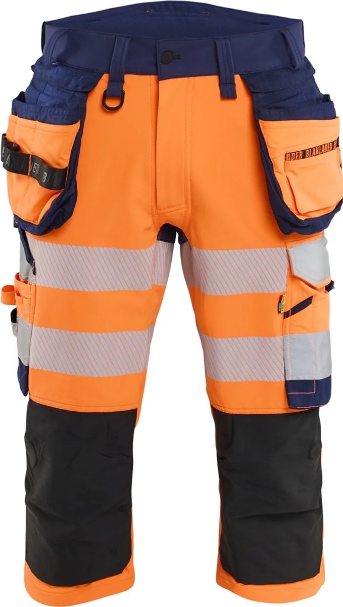 Arbeit-shorts, piratenbroek met hoge zichtbaarheid, 4-way stretch 11231648 de Blåkläder, High Vis Orange, Marineblau – image du produit