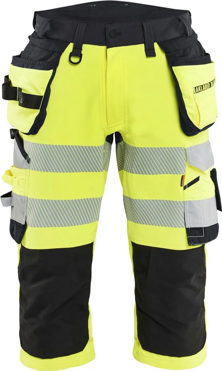 Arbeit-shorts, piratenbroek met hoge zichtbaarheid, 4-way stretch 11231648 fra Blåkläder, High Vis Gelb, Sort – produktbillede
