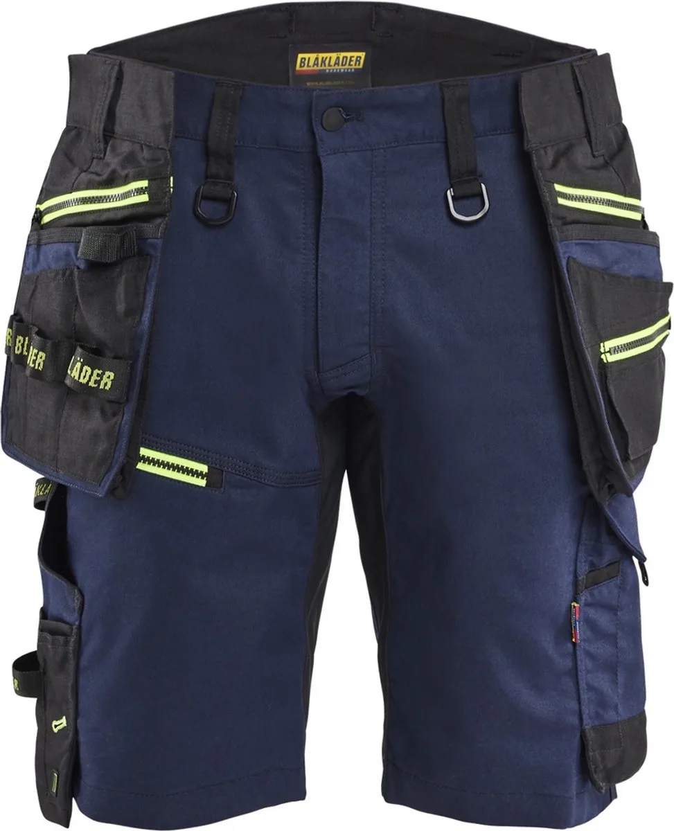 Arbeitsshorts STRIKER-werkbroek mit Stretch 19721149 van Blåkläder, Dunkel Marineblau, High Vis Gelb – productafbeelding