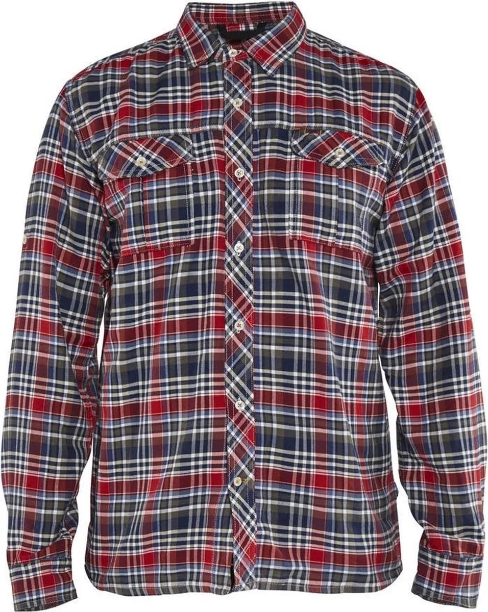 Blåkläder 3299-1137 Overhemd flanel Heren Marineblauw/Rood van Blåkläder, Marineblauw, Rood, 4XL – productafbeelding