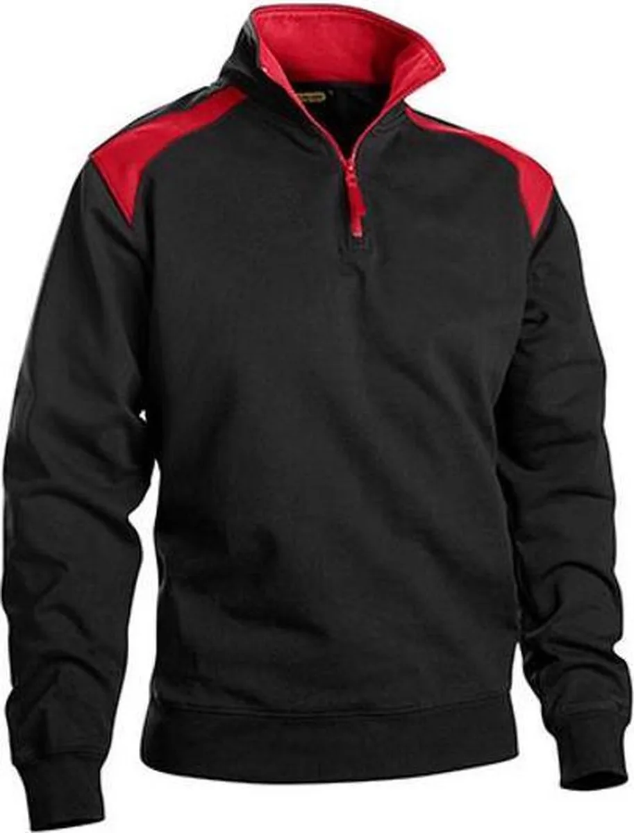 Blåkläder 3353 Sweater Halve Rits Zwart/Rood van Blåkläder, Zwart, Rood, L – productafbeelding
