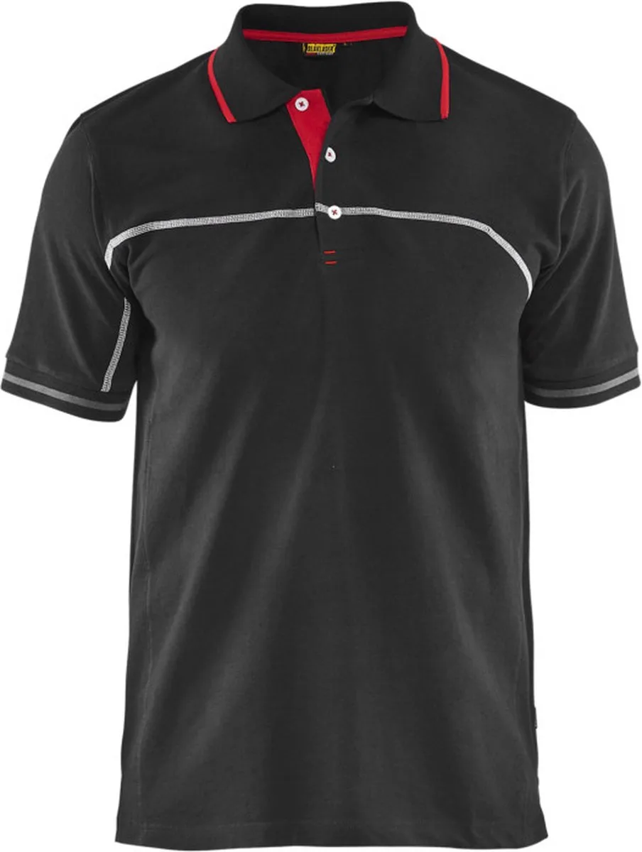 Blåkläder 3389 Poloshirt Zwart/Rood de Blåkläder, Noir, Rouge, S – image du produit