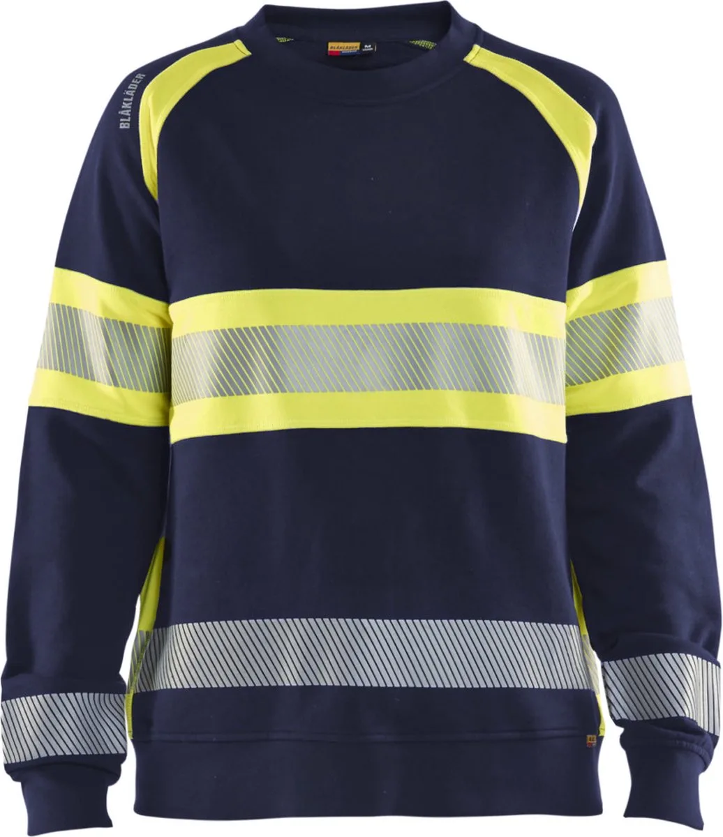 Blaklader 3409-1158 Dames Sweatshirt High Vis - Marine/High Vis Geel de Blåkläder, Marine, High Vis Geel, L – image du produit