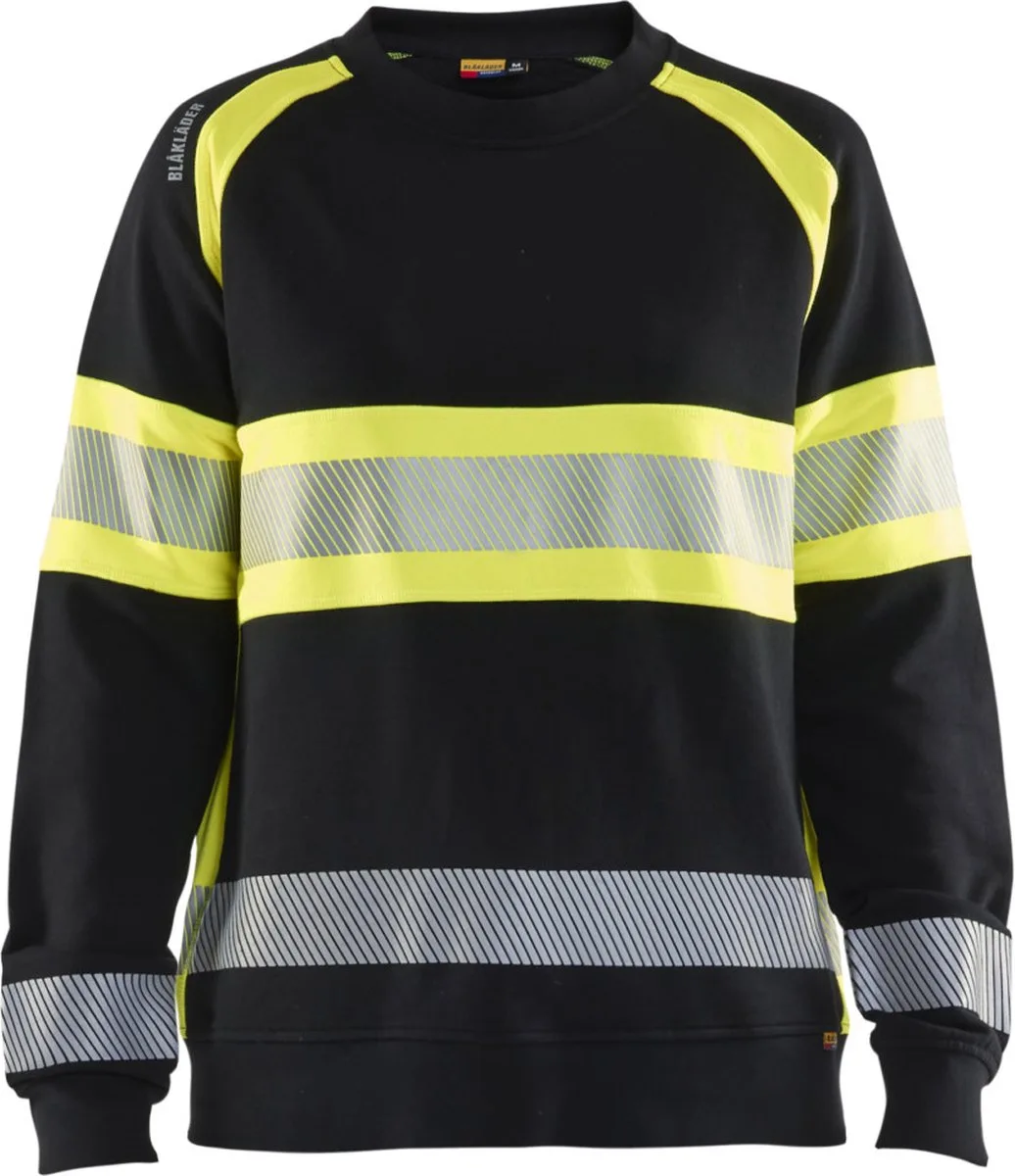 Blaklader 3409-1158 Dames Sweatshirt High Vis - Zwart/High Vis Geel de Blåkläder, Noir, High Vis Geel, L – image du produit