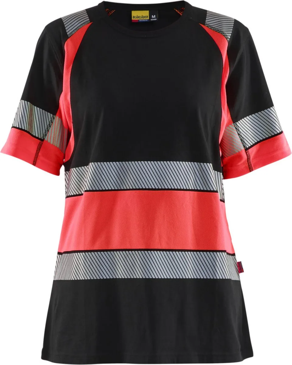 Blaklader 3410-1030 hirt High Vis - Zwart/High Vis Rood van Blåkläder, Zwart, High Vis Rood, L – productafbeelding