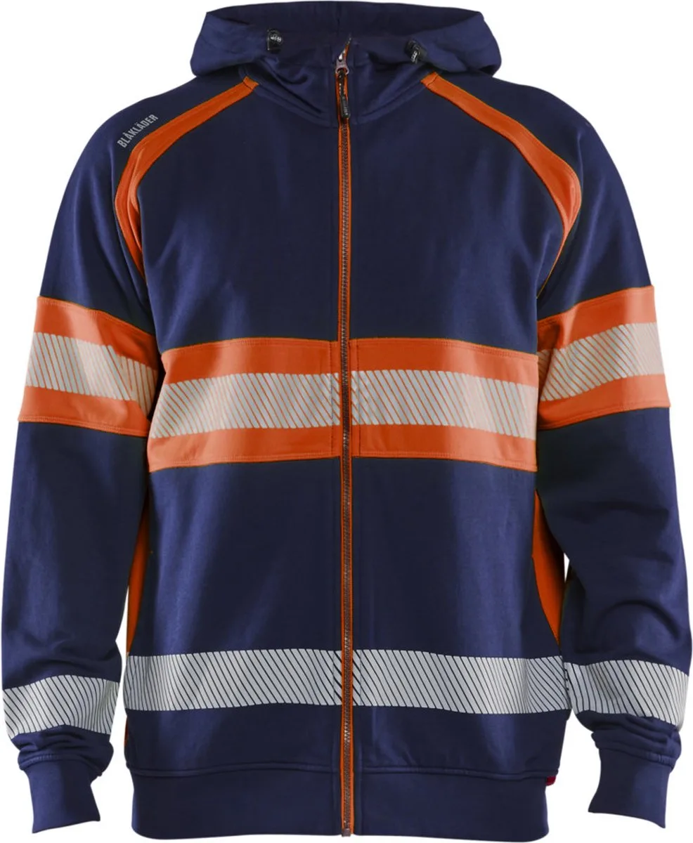Blaklader 3552-1158 High vis Hooded sweatshirt - Marineblauw/Oranje van Blåkläder, Marineblauw, Oranje, 4XL – productafbeelding