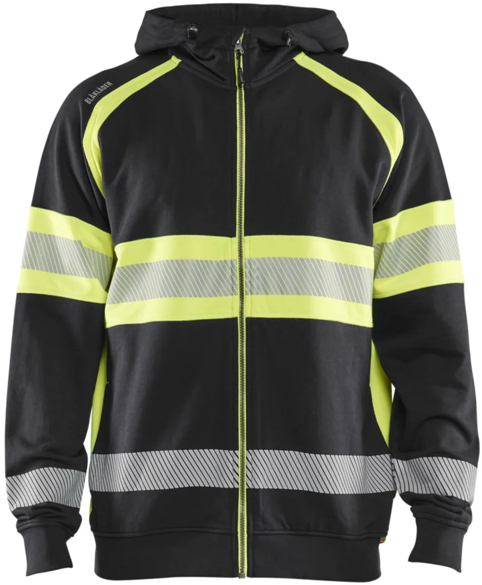 Blaklader 3552-1158 High vis Hooded sweatshirt - Zwart/High Vis Geel de Blåkläder, Noir, High Vis Geel, M – image du produit