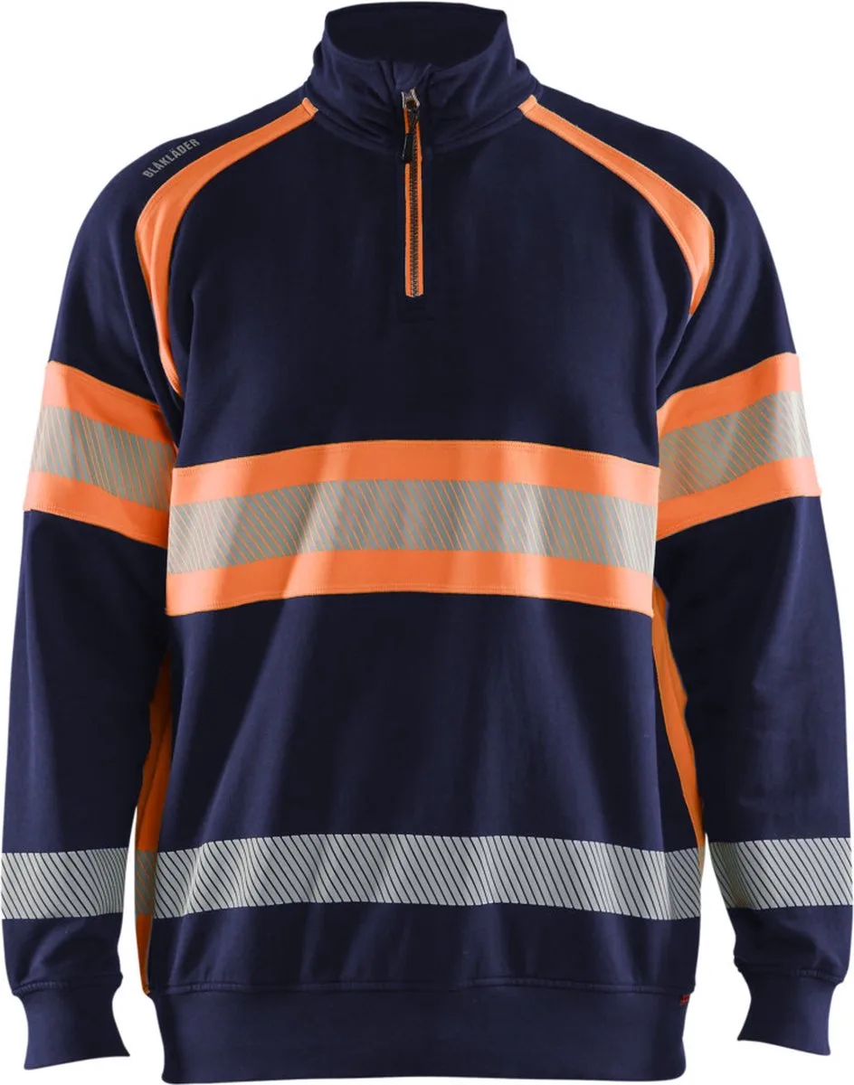 Blaklader 3553-1158 High vis Sweater - Marineblauw/Oranje van Blåkläder, Marineblauw, Oranje, XXL – productafbeelding