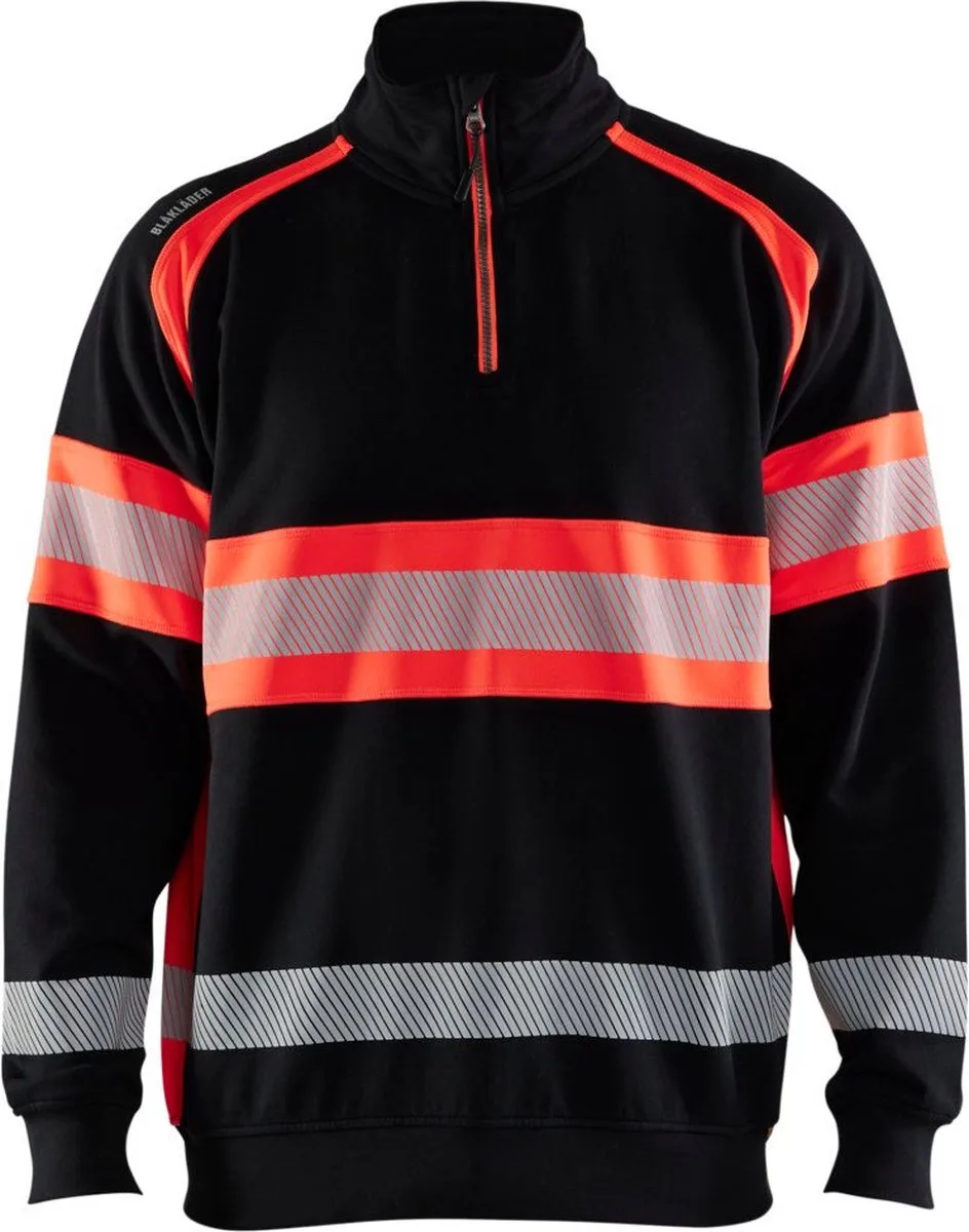 Blaklader 3553-1158 High vis Sweater - Zwart/High Vis Rood de Blåkläder, Noir, High Vis Rood, 4XL – image du produit