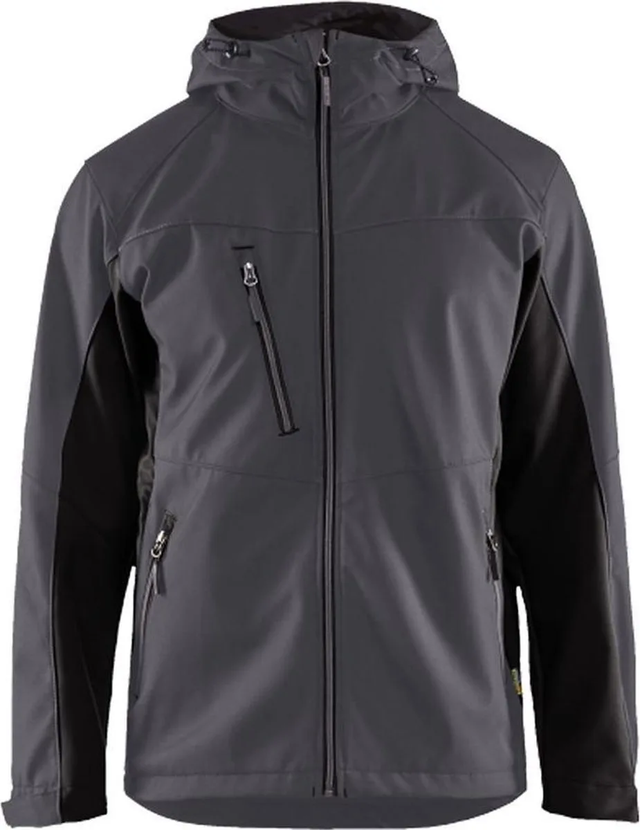 Blåkläder 4753 Softshell Jack met capuchon – Medium Grijs/Zwart van Blåkläder, Medium Grijs, Zwart, XL – productafbeelding