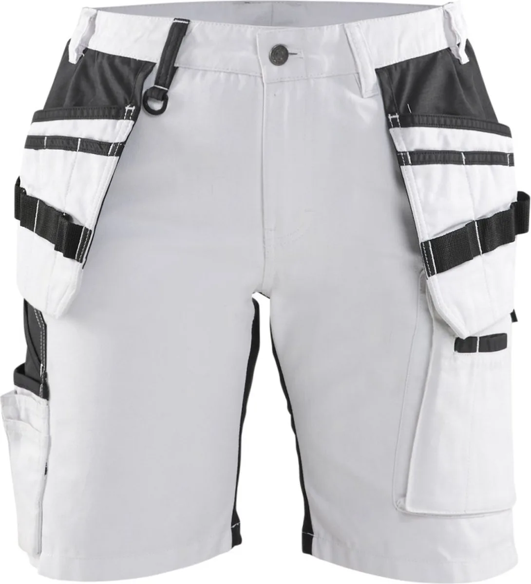 Blaklader 7171-1000 Dames Schildersshort met stretch X1900 - Wit/zwart von Blåkläder, Weiß, Schwarz, C48 – Produktbild
