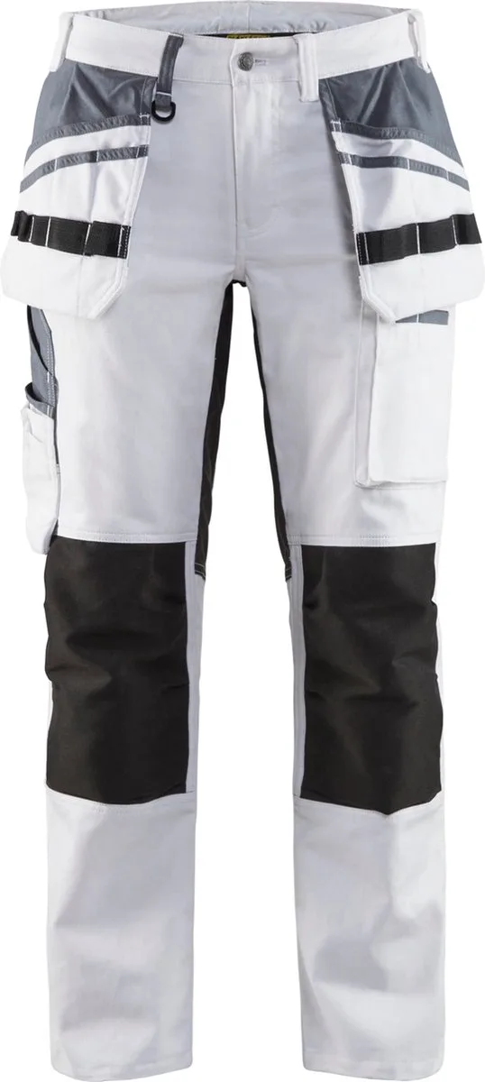 Dames Schilders Werkbroek Stretch 7910 Wit/Zwart de Blåkläder, Blanc, Noir, 44 – image du produit