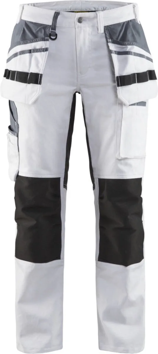Dames Schilders Werkbroek Stretch 7910 Wit/Zwart von Blåkläder, Weiß, Schwarz, 50 – Produktbild