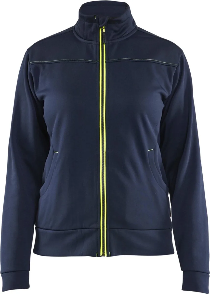Dames service sweatshirt met rits 3394-2526 - Donker marineblauw/High Vis Geel de Blåkläder, Donker marineblauw, High Vis Geel, L – image du produit