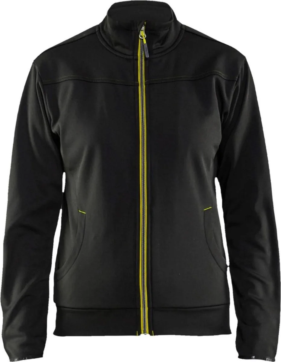 Dames service sweatshirt met rits 3394-2526 - Zwart/High Vis Geel de Blåkläder, Noir, High Vis Geel, S – image du produit