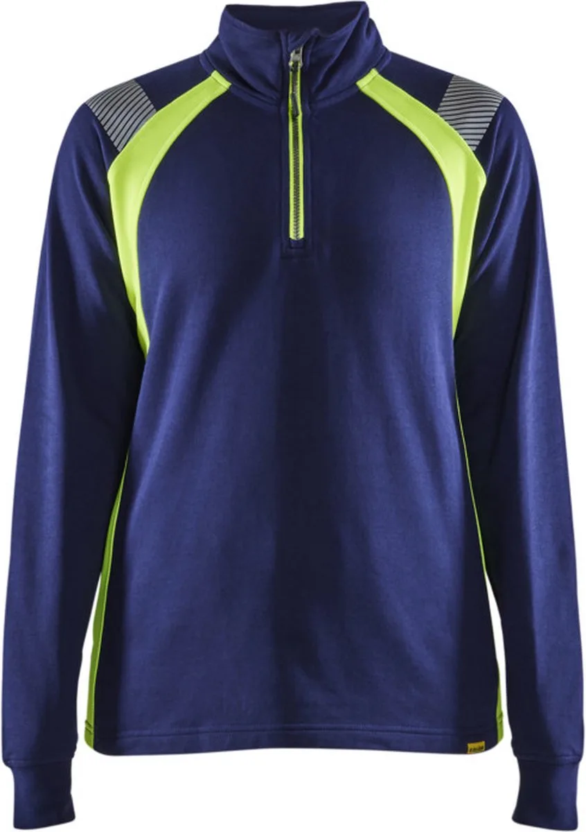 Dames sweatshirt halve rits Visible 3403-1158 - Marine/High Vis Geel van Blåkläder, Marine, High Vis Geel, M – productafbeelding