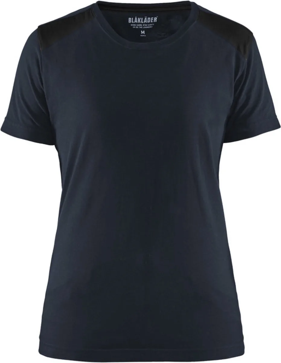 Dames T-shirt 3479-1042 - Donker marineblauw/Zwart von Blåkläder, Donker marineblauw, Schwarz, XL – Produktbild