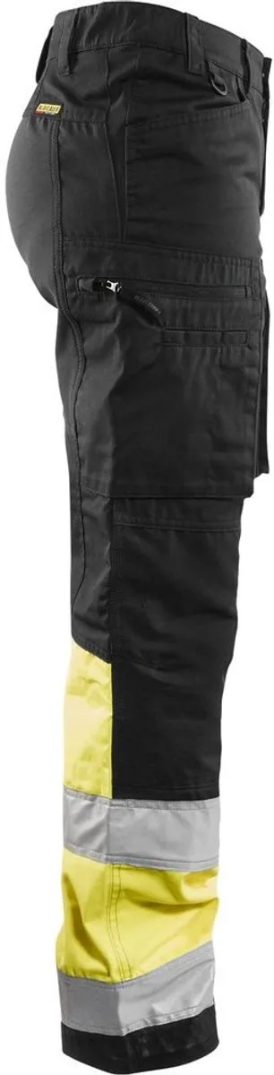 Dames werkbroek High Vis met stretch 7161-1811 - Zwart/High Vis Geel van Blåkläder, Zwart, High Vis Geel, C44 – productafbeelding