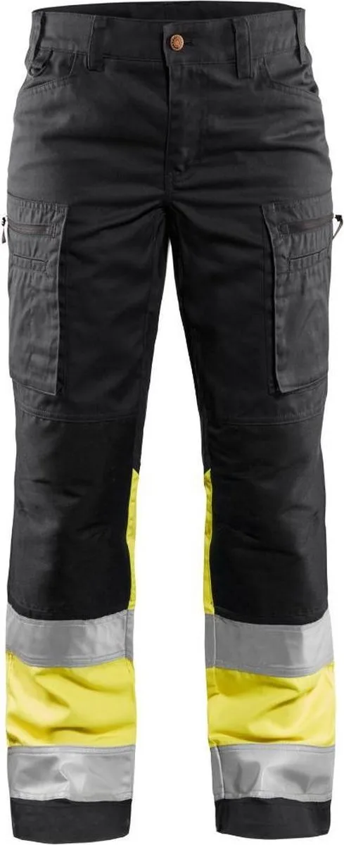 Dames werkbroek High Vis met stretch 7161-1811 - Zwart/High Vis Geel från Blåkläder, Svart, High Vis Geel, C34 – produktbild