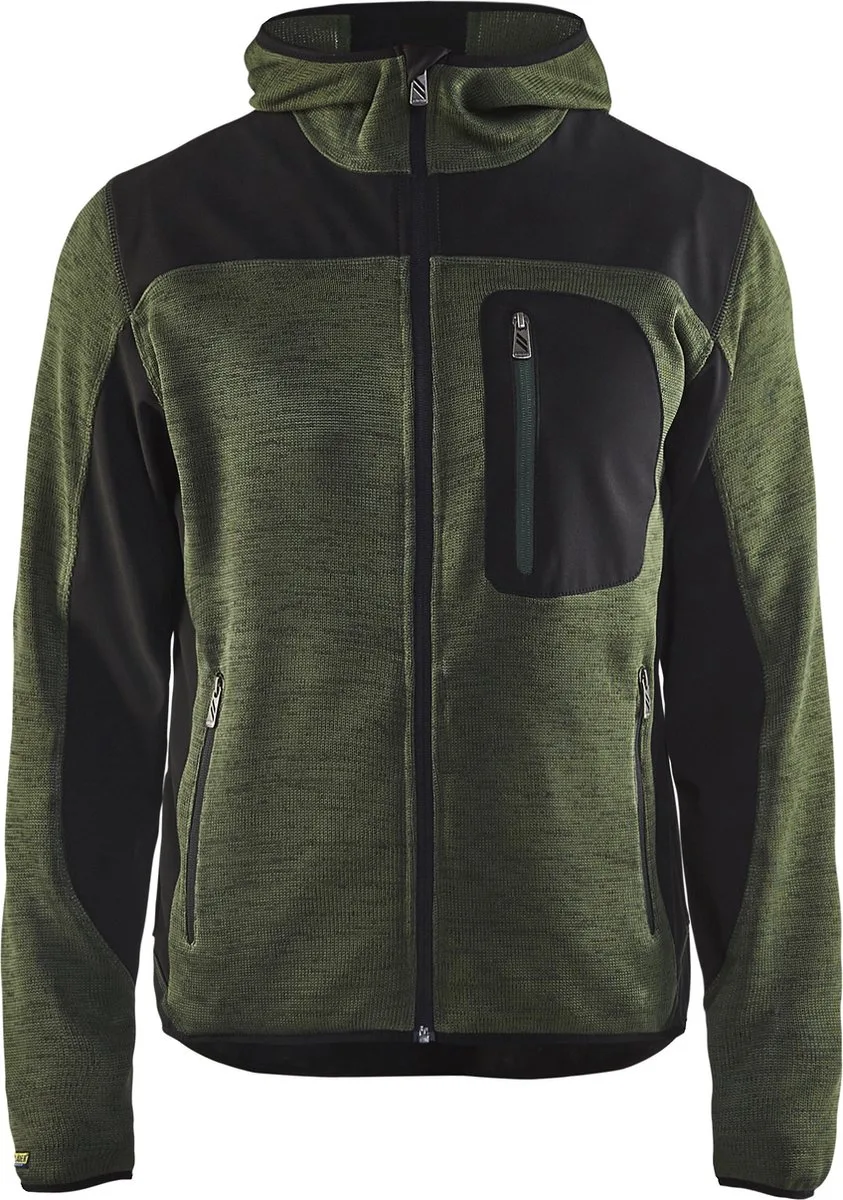 Gebreid vest met softshell 4930-2117 - Army Groen/Zwart van Blåkläder, Army Groen, Zwart, XXL – productafbeelding