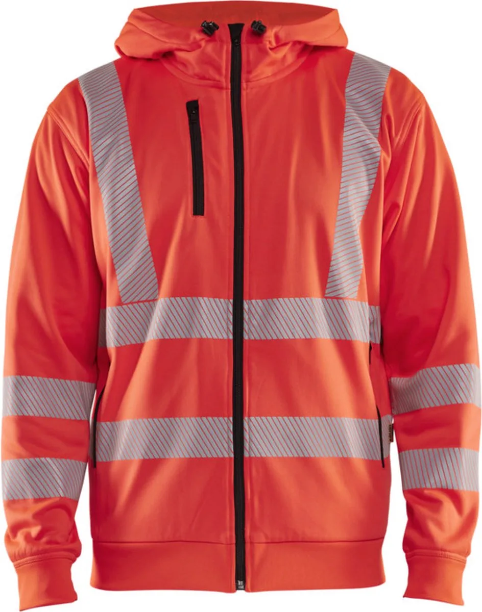 High Vis Hoodie met rits 3565-2538 - High Vis Rood van Blåkläder, High Vis Rood, 4XL – productafbeelding
