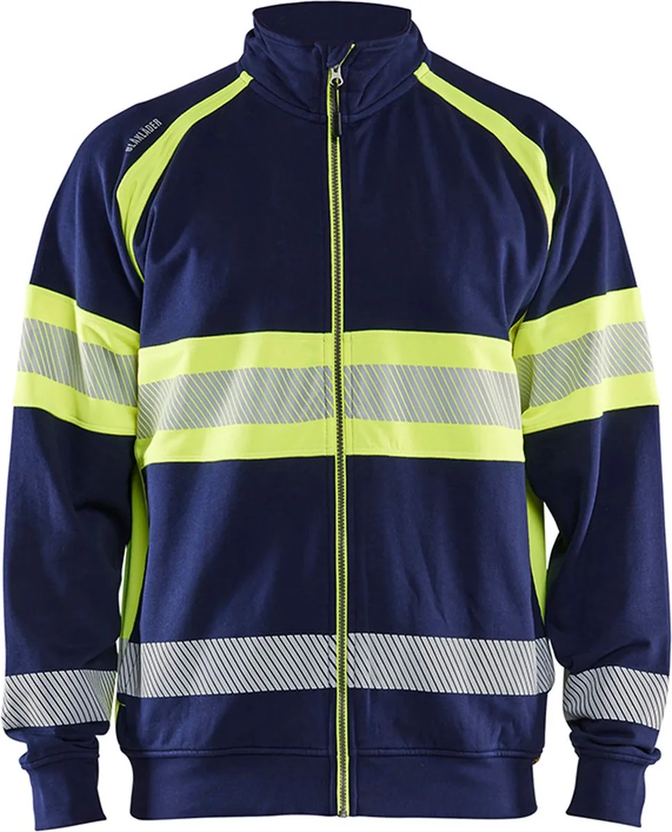 High vis sweater 3551-1158 - Marine/High Vis Geel de Blåkläder, Marine, High Vis Geel, L – image du produit