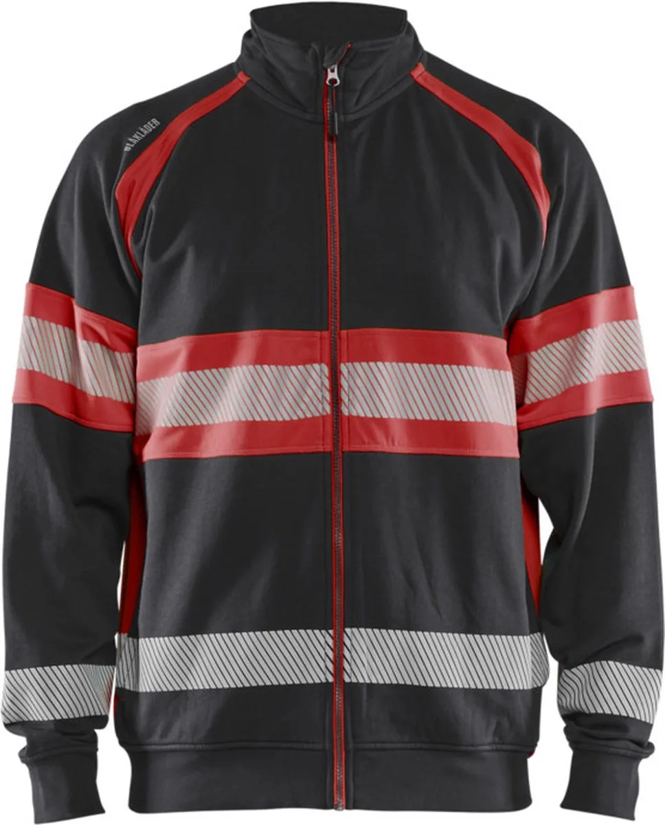 High vis sweater 3551-1158 - Zwart/High Vis Rood de Blåkläder, Noir, High Vis Rood, 4XL – image du produit