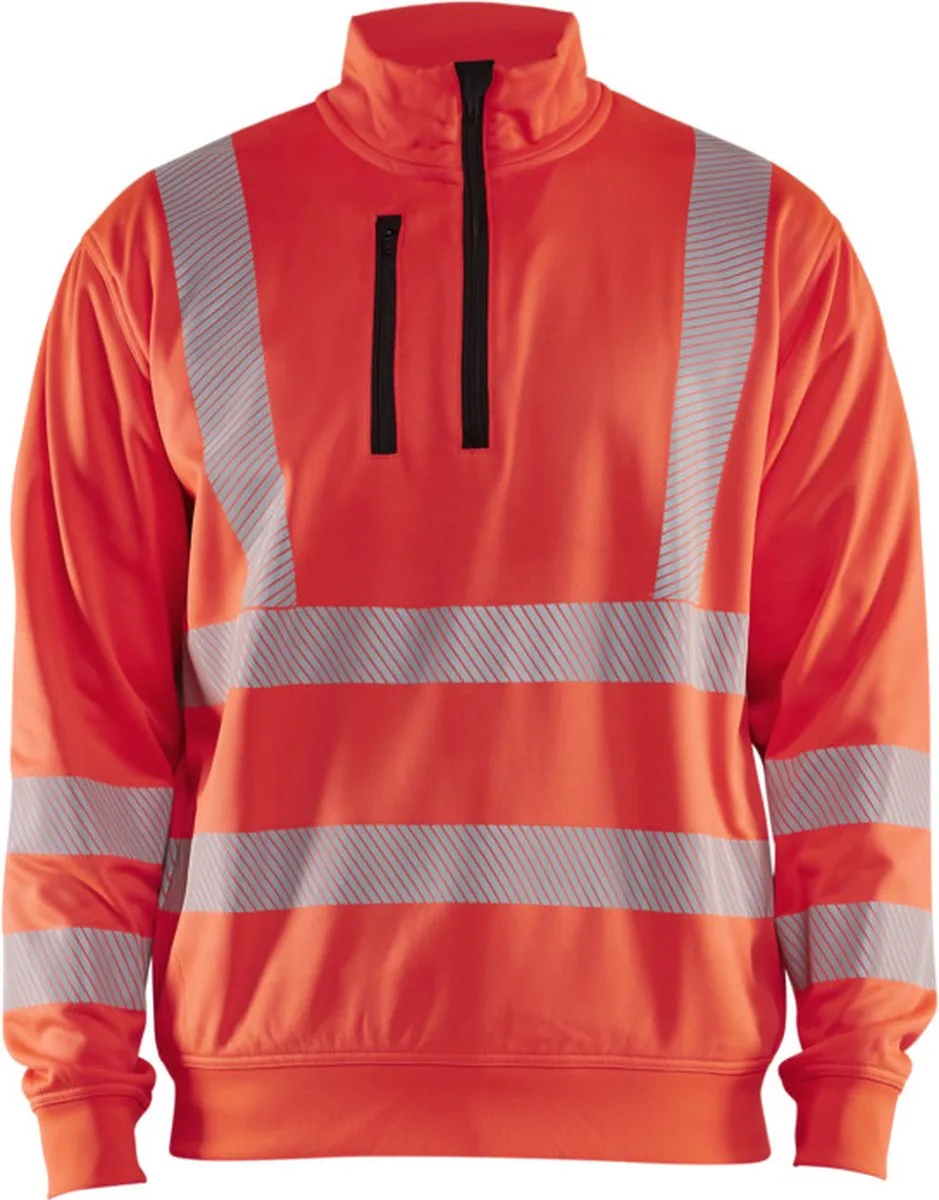 High Vis Sweatshirt halve rits 3564-2538 - High Vis Rood van Blåkläder, High Vis Rood, 4XL – productafbeelding