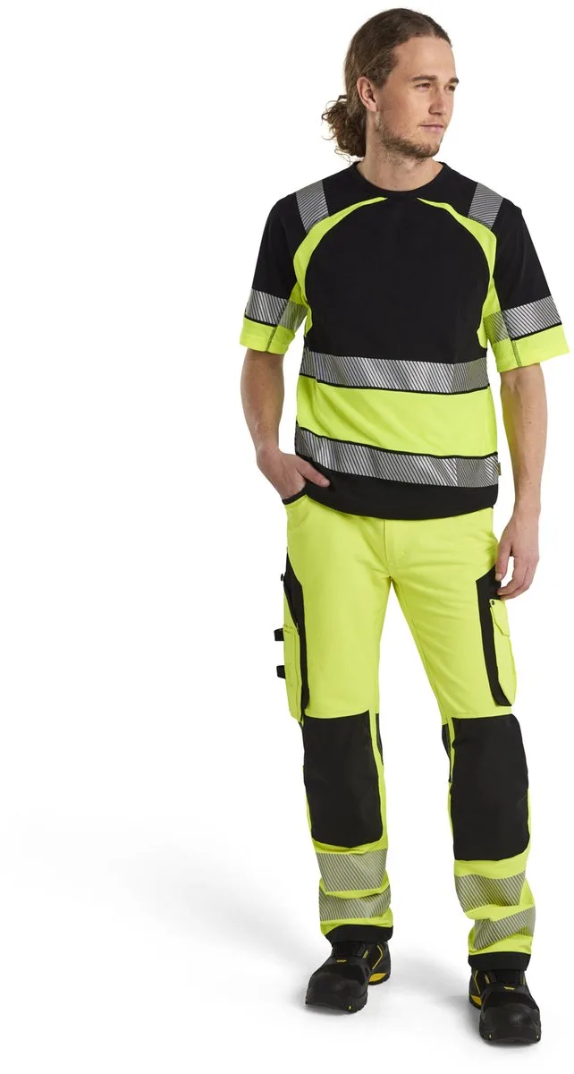 High Vis werkbroek met 4-weg stretch zonder spijkerzakken 1197-1642 - High Vis Geel/Zwart van Blåkläder, High Vis Geel, Zwart, C144 – productafbeelding