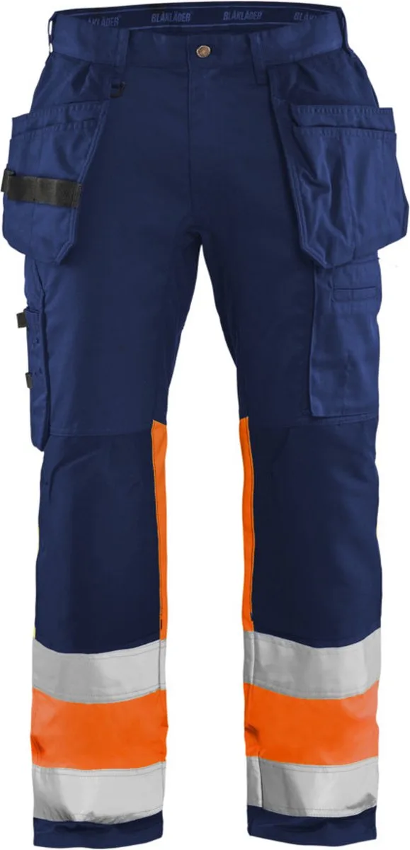 High Vis werkbroek met stretch 1558-1811 - Marineblauw/Oranje fra Blåkläder, Marineblauw, Orange, D84 – produktbillede