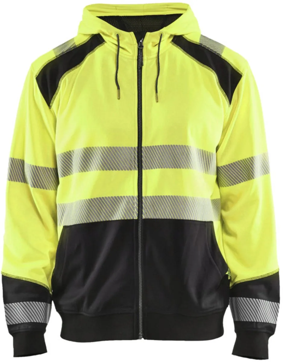 Hooded sweatshirt High Vis 3546-2528 - High Vis Geel/Zwart fra Blåkläder, Gul, Sort, XXL – produktbillede