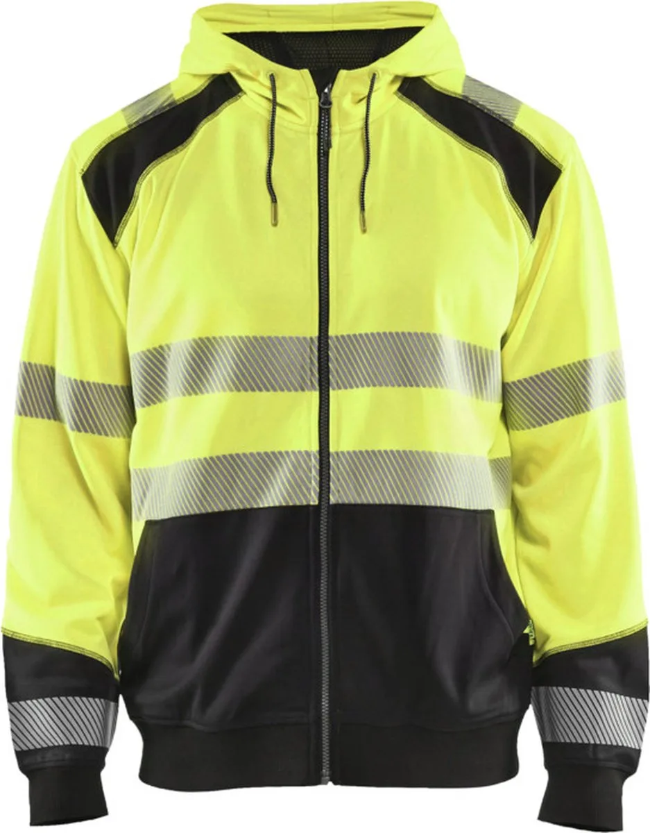 Hooded sweatshirt High Vis 3546-2528 - High Vis Geel/Zwart fra Blåkläder, Gul, Sort, 4XL – produktbillede