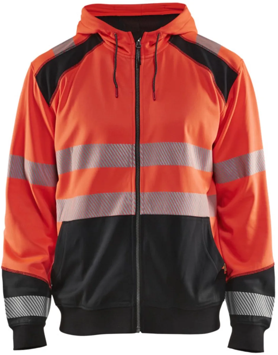 Hooded sweatshirt High Vis 3546-2528 - High Vis Rood/Zwart von Blåkläder, High Vis Rood, Schwarz, M – Produktbild