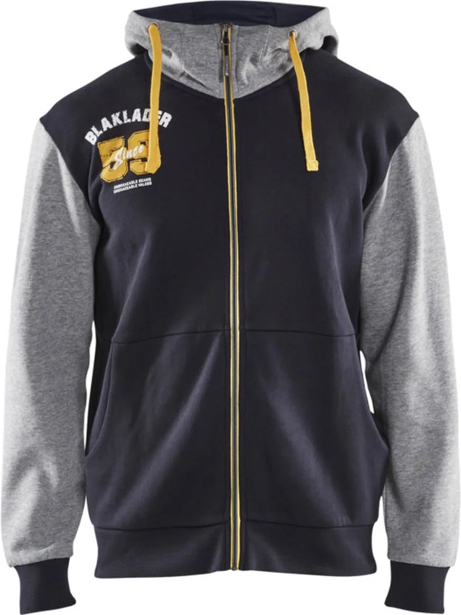 Hooded Sweatshirt Limited Retro Blaklader since 1959 9406-1157 - Donkerblauw/Grijs Mêlee de Blåkläder, Bleu foncé, Grijs Mêlee, M – image du produit