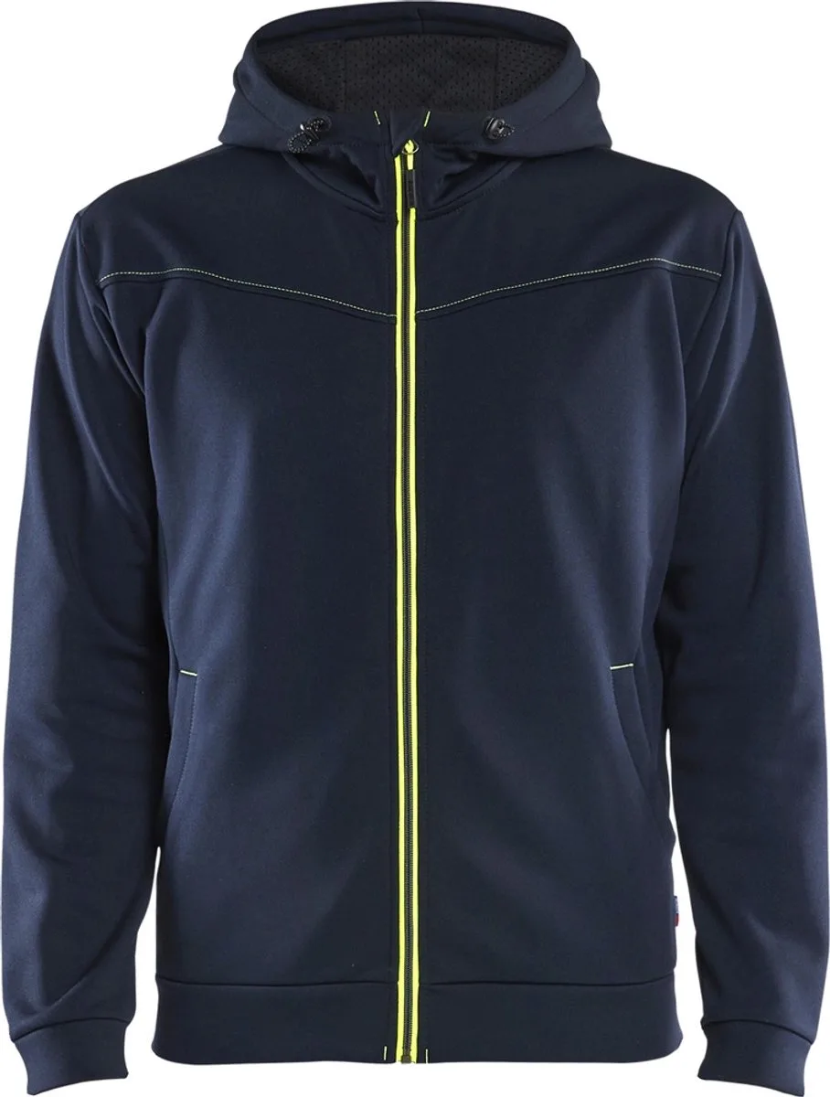 Hoodie met rits 3363-2526 - Donker marineblauw/High Vis Geel de Blåkläder, Donker marineblauw, High Vis Geel, L – image du produit