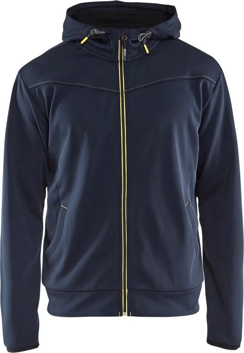Hoodie met rits 3363-2526 - Donkerblauw/Geel de Blåkläder, Bleu foncé, Jaune, 3XL – image du produit
